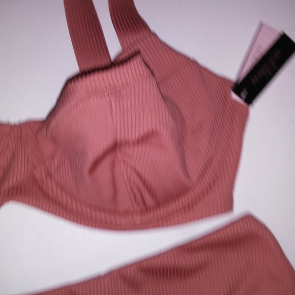 Victoria Secret Swim Bikini Top & Bottom Ribbed High Waist Solid Underwire New - Picture 11 of 15